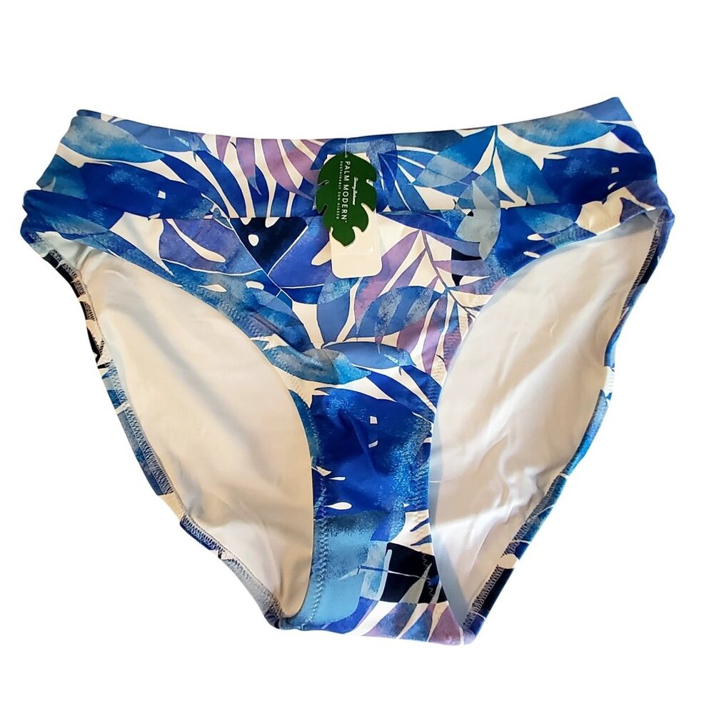 Tommy Bahama Palm Modern High-Waist Bikini Bottom Mare Navy  L  Sustainably Made